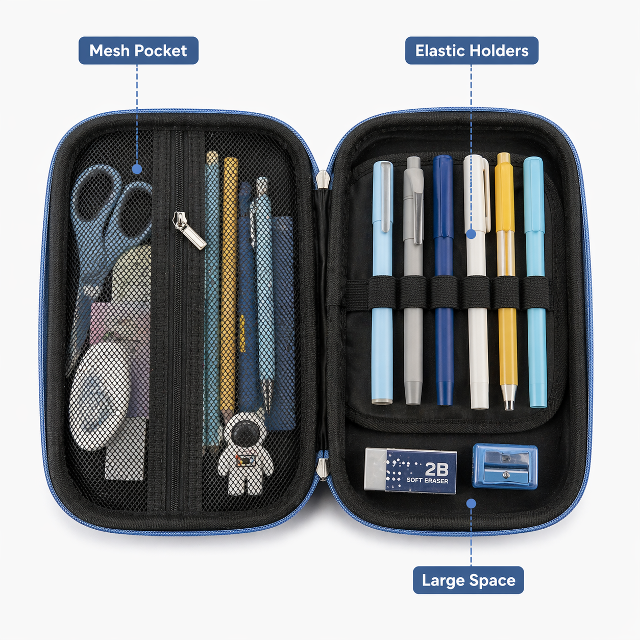 Goyal's Space Astronaut 3D EVA Hard Shell Pencil Case for Kids Boys Girls | Large Capacity Double Layer Pencil Box with Pen Slots Mesh Pocket | Waterproof Durable Stationery Organizer for Kids
