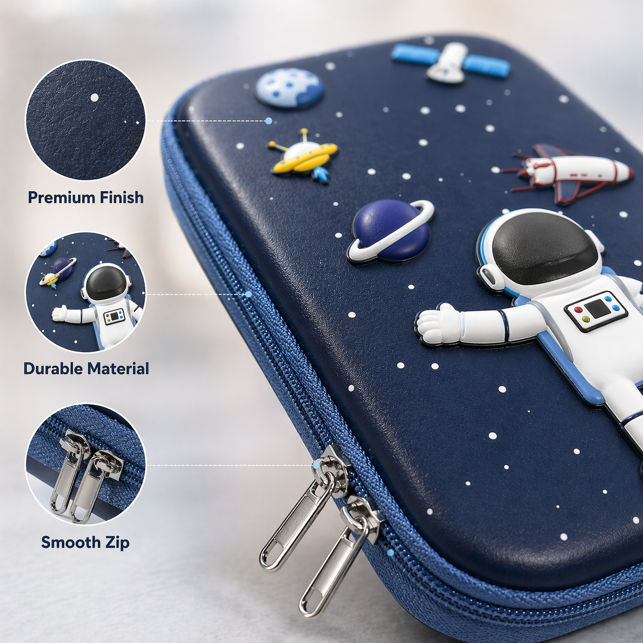 Goyal's Space Astronaut 3D EVA Hard Shell Pencil Case for Kids Boys Girls | Large Capacity Double Layer Pencil Box with Pen Slots Mesh Pocket | Waterproof Durable Stationery Organizer for Kids