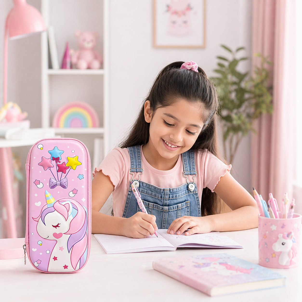 Goyal's 3D Unicorn EVA Hard Shell Pencil Case for Girls | Large Capacity Double Layer Pencil Box with Mesh Pocket & Pen Slots | Waterproof Durable Cute Stationery Organizer for Kids School Students