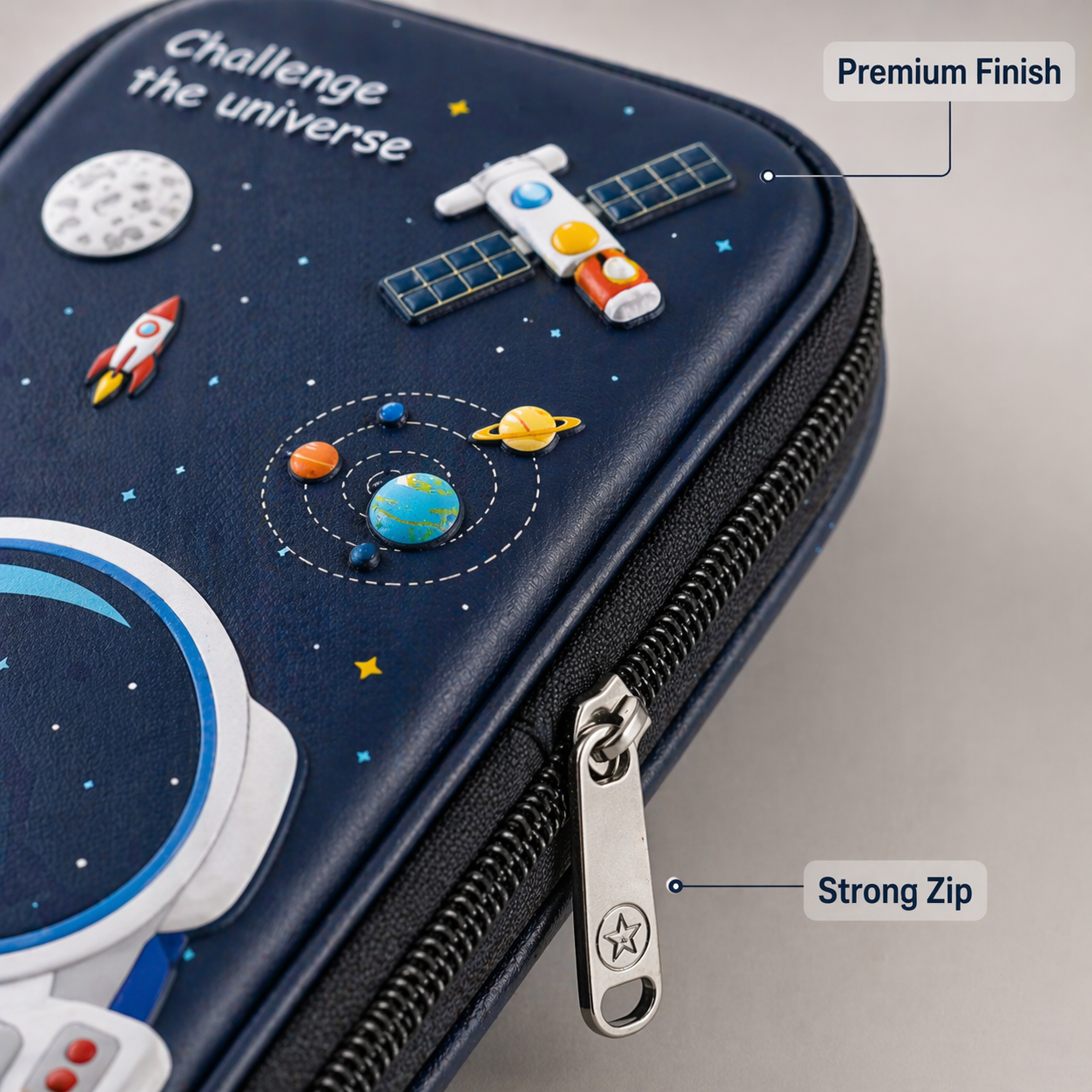 Goyal's 3D Astronaut EVA Hard Shell Pencil Case for Kids Boys Girls | Large Capacity Double Layer Pencil Box with Pen Slots Mesh Pocket | Durable Waterproof Stationery Organizer for School Students