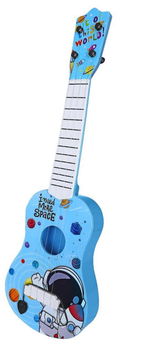 Goyal's Space Moon Astronaut Natural Guitar Toy 4 Strings Early Educational Instruments Gift Toys for Kids Toddlers Year of 3+