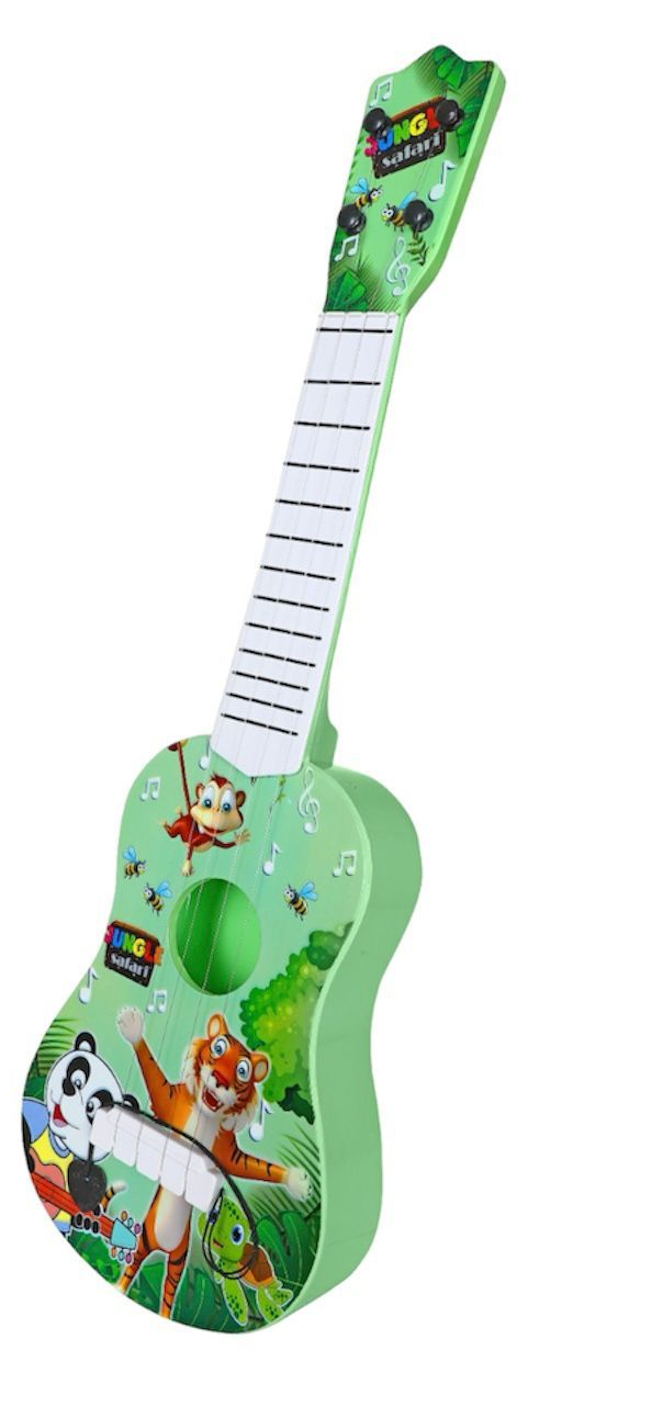 Goyal's Jungle Animal Design Natural Guitar Toy 4 Strings Early Educational Instruments Musical Gift Instruments Toys for Kids Toddlers Year of 3+