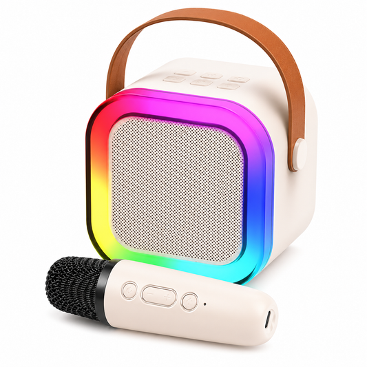 Goyal's Rechargeable Karaoke Mic with Speaker | Wireless Bluetooth Singing Microphone with LED Lights & Voice Effects | Portable Mini Karaoke Speaker for Kids & Adults