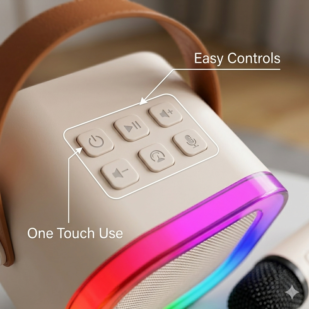 Goyal's Rechargeable Karaoke Mic with Speaker | Wireless Bluetooth Singing Microphone with LED Lights & Voice Effects | Portable Mini Karaoke Speaker for Kids & Adults
