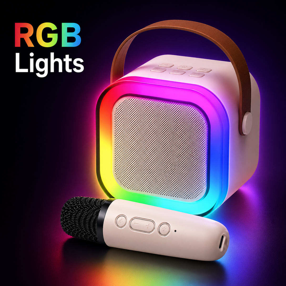 Goyal's Rechargeable Karaoke Mic with Speaker | Wireless Bluetooth Singing Microphone with LED Lights & Voice Effects | Portable Mini Karaoke Speaker for Kids & Adults