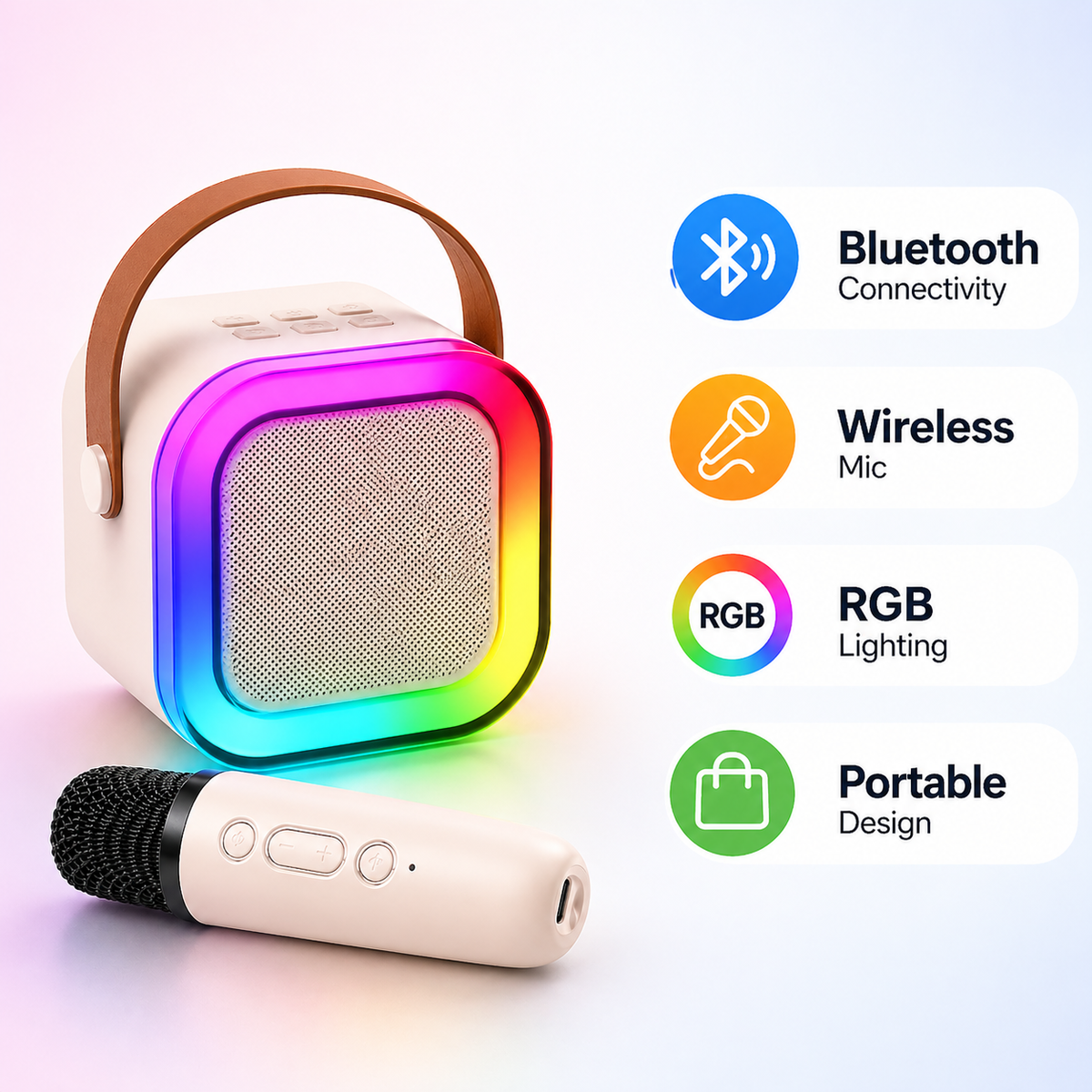 Goyal's Rechargeable Karaoke Mic with Speaker | Wireless Bluetooth Singing Microphone with LED Lights & Voice Effects | Portable Mini Karaoke Speaker for Kids & Adults