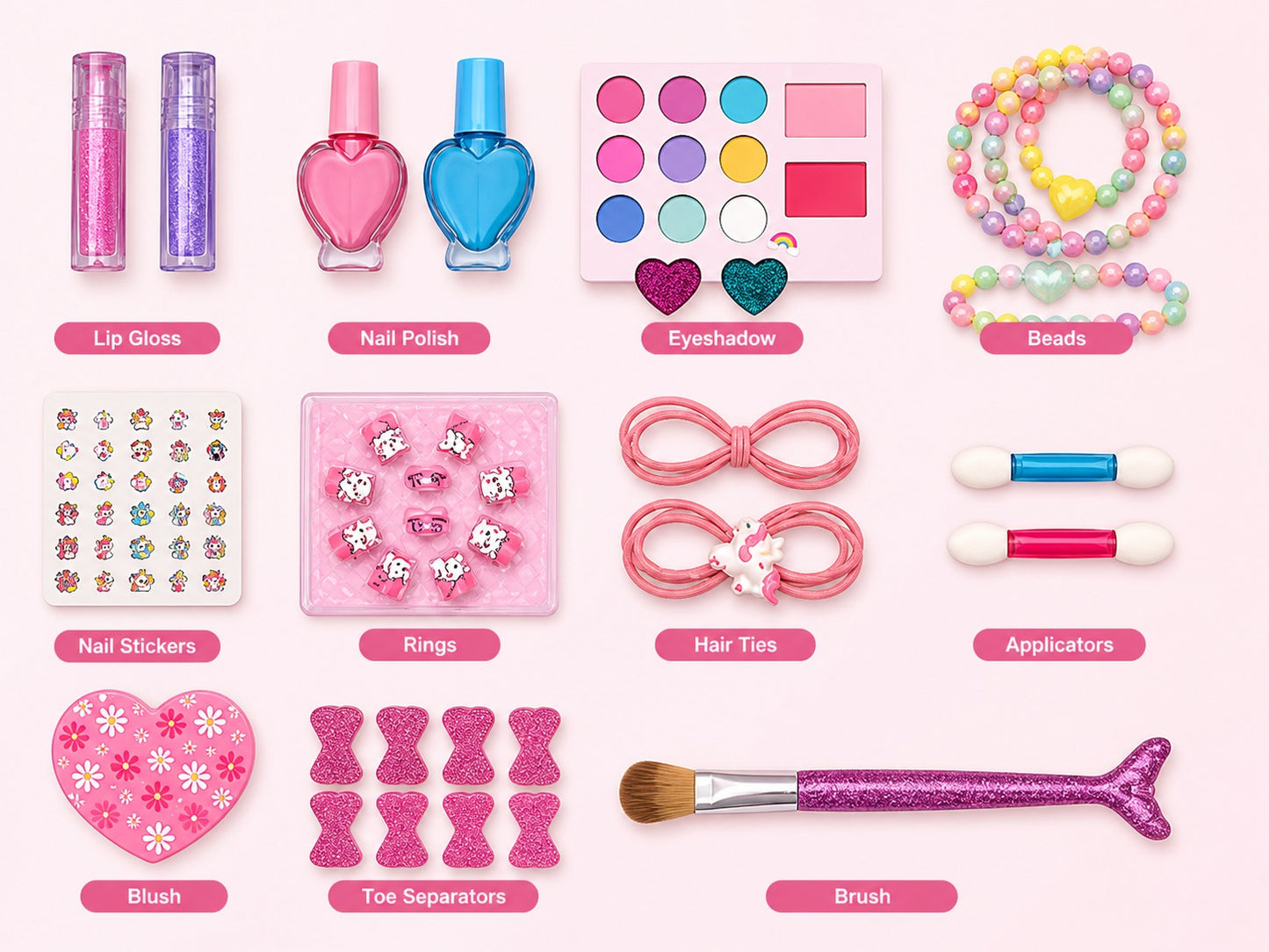 Goyal's Princess Kids Makeup Kit, Eyeshadow Palette, Nail Polish, Lip Gloss, Hair Accessories, Safe Non-Toxic Beauty Toy for Kids 31x25 cm