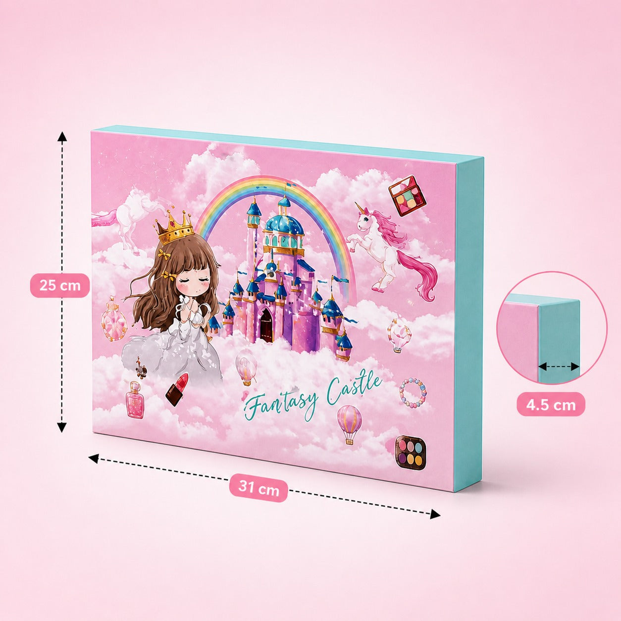 Goyal's Princess Kids Makeup Kit, Eyeshadow Palette, Nail Polish, Lip Gloss, Hair Accessories, Safe Non-Toxic Beauty Toy for Kids 31x25 cm