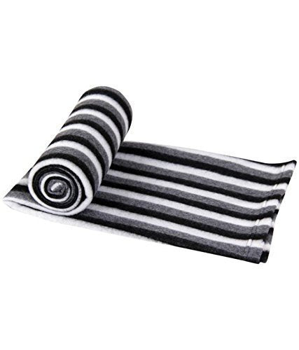 Goyal's Polar Fleece Single Bed Stripes Design AC Blanket Pack of 2 - (Black & White)