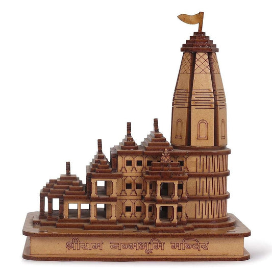 Goyal's Shri Ram Mandir Ayodhya Temple Model Authentic Design Idol with or Without LED Lights for Home Temple, Office Decor & Gifts - 6 inch (Without Lights)