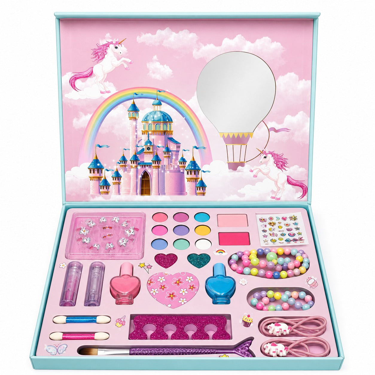 Goyal's Princess Kids Makeup Kit, Eyeshadow Palette, Nail Polish, Lip Gloss, Hair Accessories, Safe Non-Toxic Beauty Toy for Kids 31x25 cm