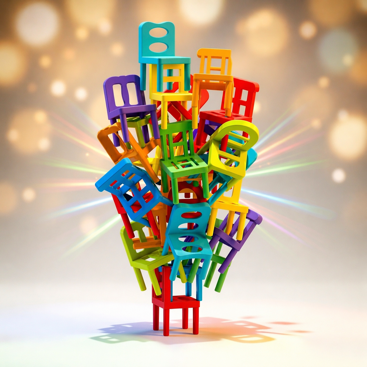 Goyal's Chair Tower Stacking Game | 36-Piece Balance & Building Game with 6 Colours & 10 Challenge Cards | Interactive STEM Skill Toy for Kids & Family | 2+ Players