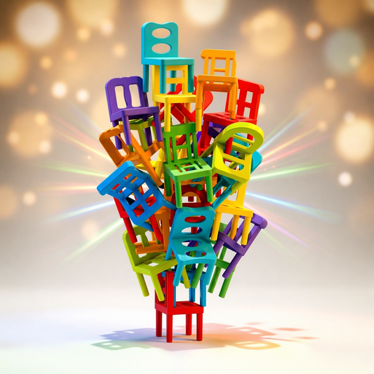 Goyal's Chair Tower Stacking Game | 36-Piece Balance & Building Game with 6 Colours & 10 Challenge Cards | Interactive STEM Skill Toy for Kids & Family | 2+ Players