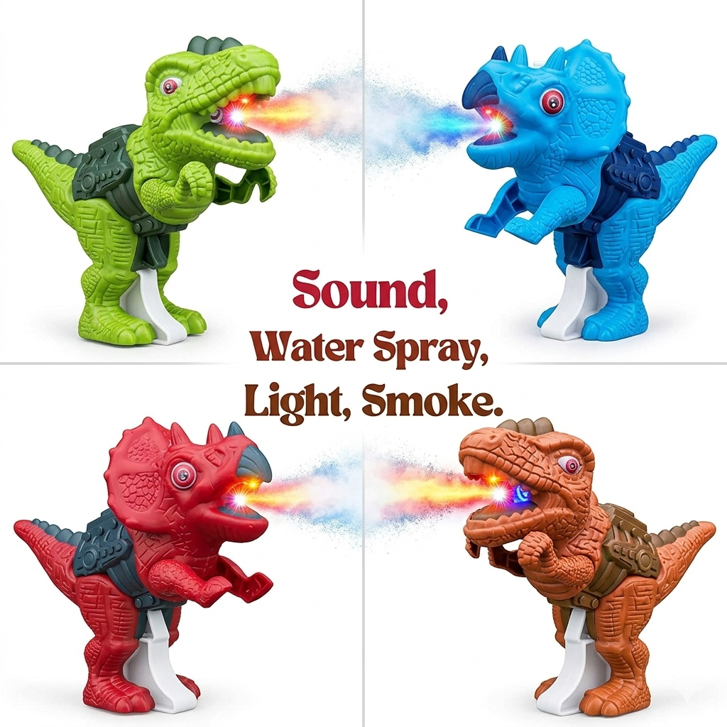 Goyal’s Dinosaur Water Spray Guns for Kids Light-up Dinosaur Water Spray Gun Battery Operated Dinosaur Spray Pistols with Light(Multicolor)