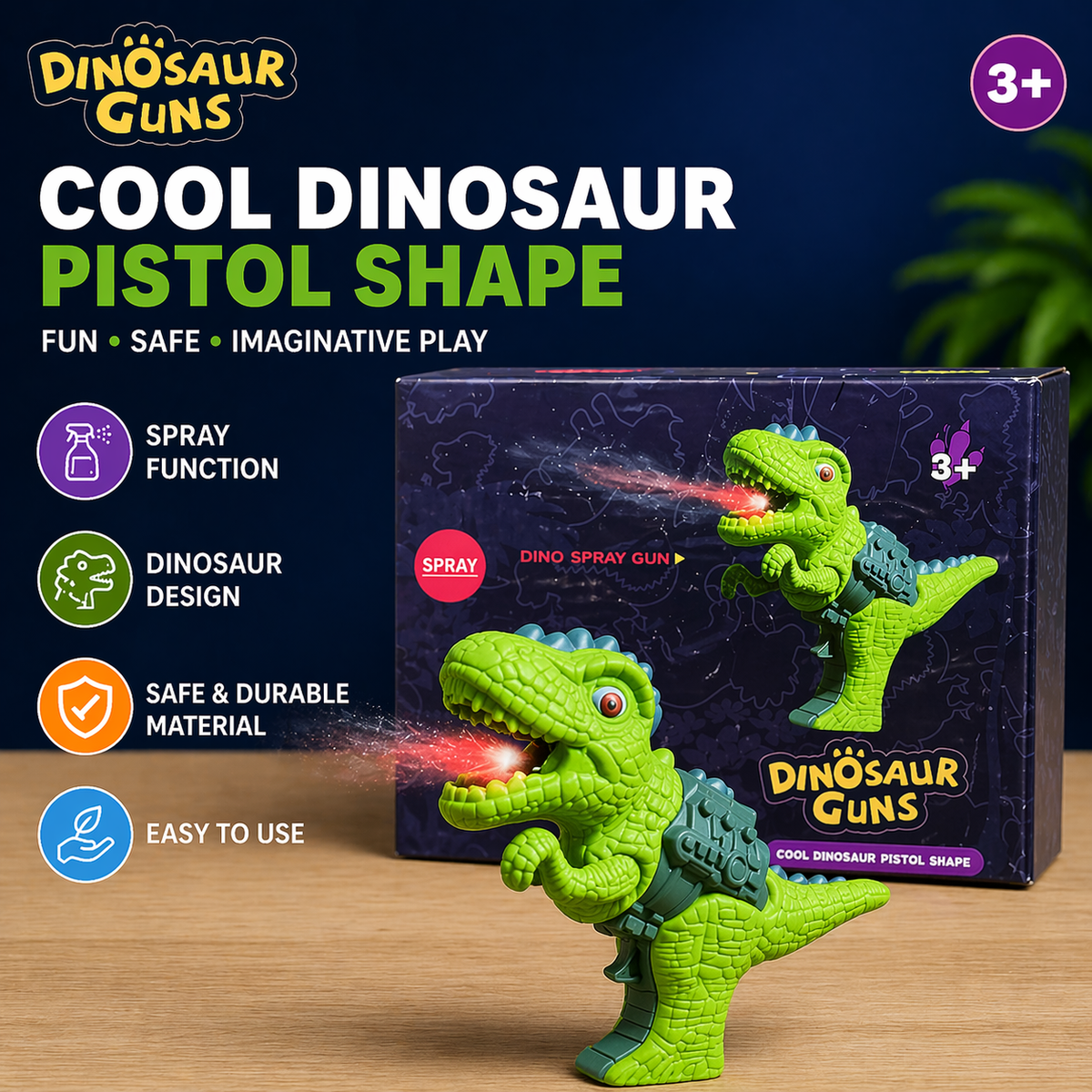 Goyal’s Dinosaur Water Spray Guns for Kids Light-up Dinosaur Water Spray Gun Battery Operated Dinosaur Spray Pistols with Light(Multicolor)