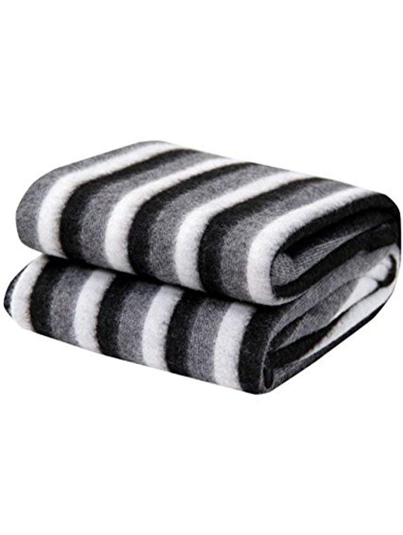 Goyal's Polar Fleece Single Bed Stripes Design AC Blanket Pack of 2 - (Black & White)