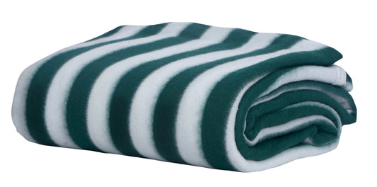 Goyal's Polar Fleece Single Bed Stripes Design AC Blanket - (Green & White)