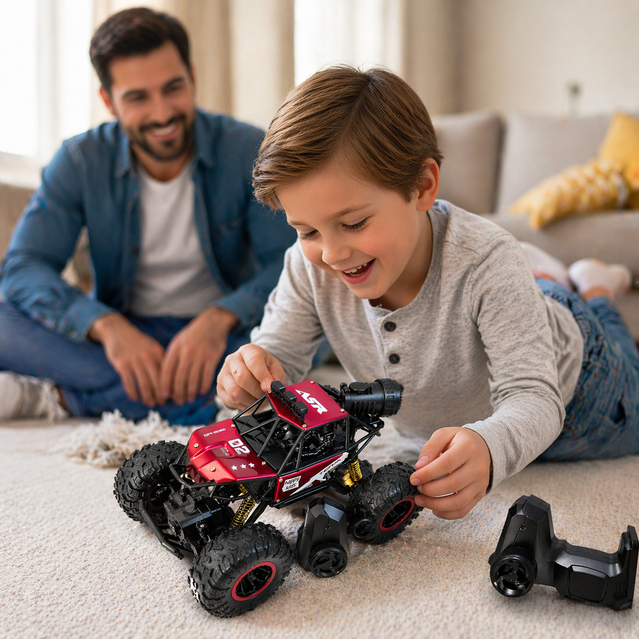 Goyal's 4WD Remote Control Moka Rock Crawler Car with Spray Fumes Function, Off Road RC Car for Kids with LED Lights | Rechargeable Type-C, 2.4GHz - 300 Metres Remote Range