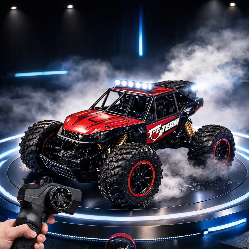 Goyal's 4WD Remote Control Moka Rock Crawler Car with Spray Fumes Function, Off Road RC Car for Kids with LED Lights | Rechargeable Type-C, 2.4GHz - 300 Metres Remote Range