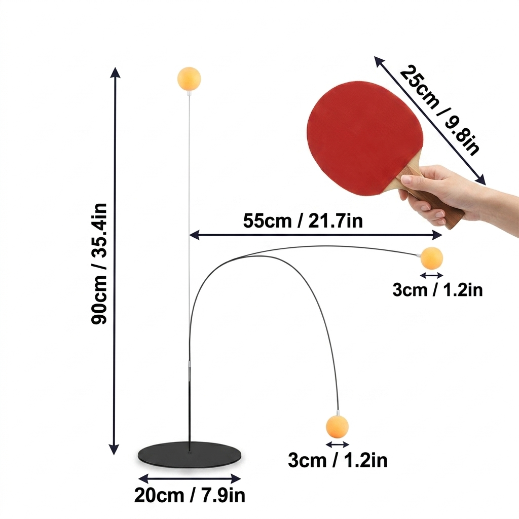 Goyal's Rebound Table Tennis Trainer Set | Self-Training Ping Pong Practice Game with Elastic Rebound Ball, Training Stand & 2 Wooden Rackets | Indoor & Outdoor Sports Toy for Kids & Family