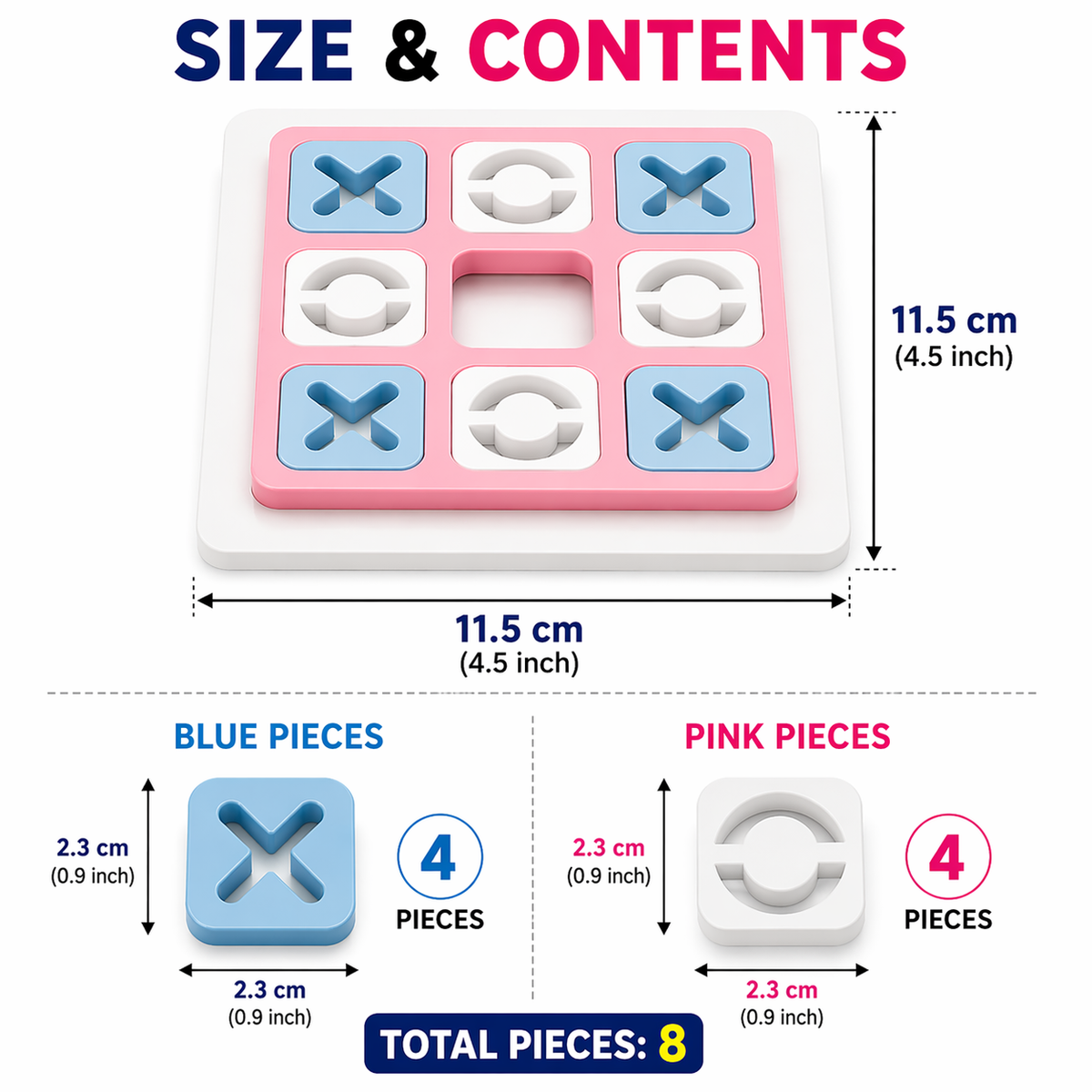 Goyal's Tic Tac Toe Game for Kids | Portable Travel Board Game with X & O Pieces | Classic Strategy Game for Home, Road Trips & Family Play | Ages 3+