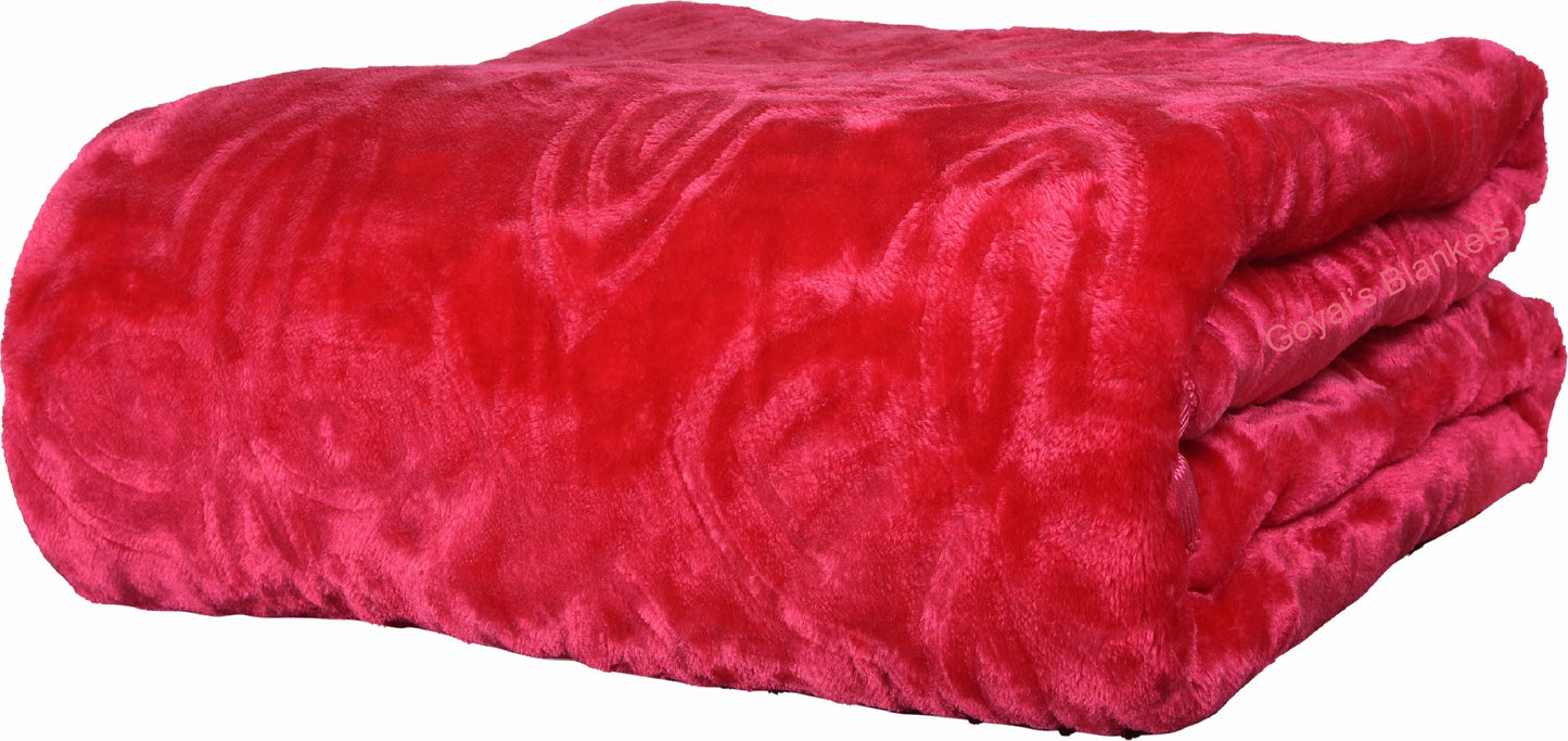 Goyal's Polyester Embossed Floral Printed 500TC Single Bed Mink Blanket 63 X 85 Inch - Pink, reversible