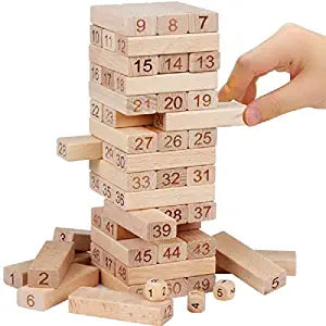 Goyal's Wooden Tile Blocks Puzzle Game for Kids and Adult, Stacking Tower Game Wooden Tumbling Tower Toys, Educational Puzzle Game for Adults and Kids (Wooden-48 Pcs)