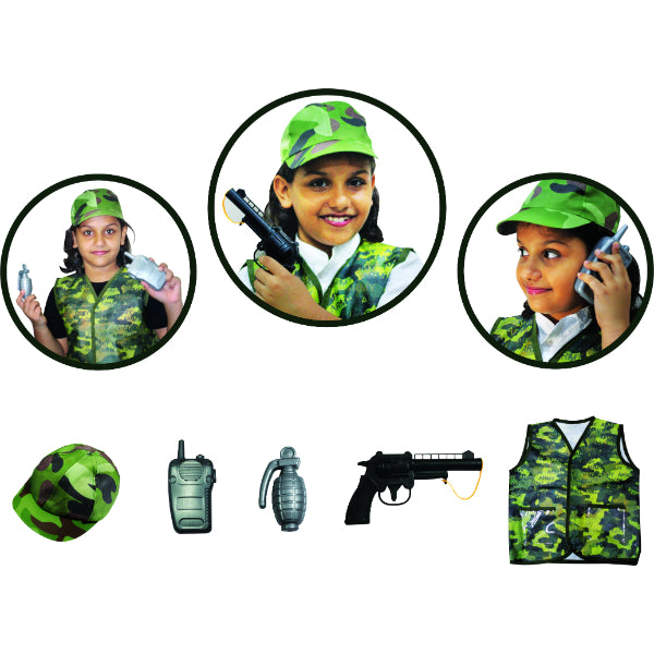 Goyal's Kids Army Foldable Play Tent House With Toy Gun, Toy Grenade, Walkie Talkie, Army Dress And Led Lights Inside ( Big Size )