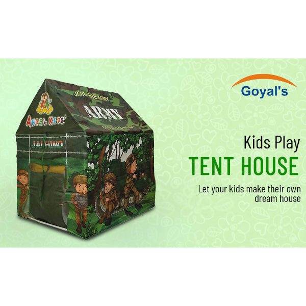 Goyal's Kids Army Foldable Play Tent House With Toy Gun, Toy Grenade, Walkie Talkie, Army Dress And Led Lights Inside ( Big Size )