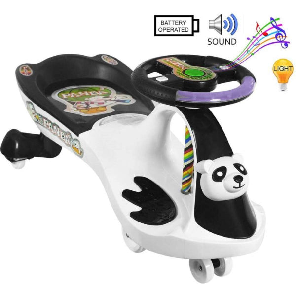 Goyal's Panda Face Design Musical Free Wheel Swing and Twist Magic Car (Panda Car)