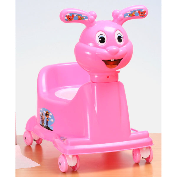 Goyal's Rabbit Style Baby Potty Seat Cum Rider with Wheel and Removable Bowl for Kids