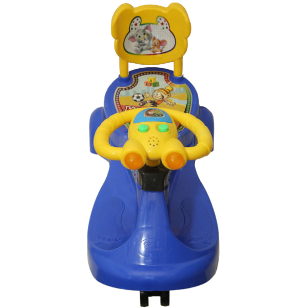 Goyal's  Kartoon Face Musical Free Wheel Swing and Twist Magic Car With Back Support