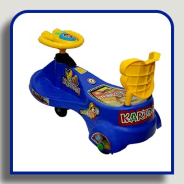 Goyal's  Kartoon Face Musical Free Wheel Swing and Twist Magic Car With Back Support