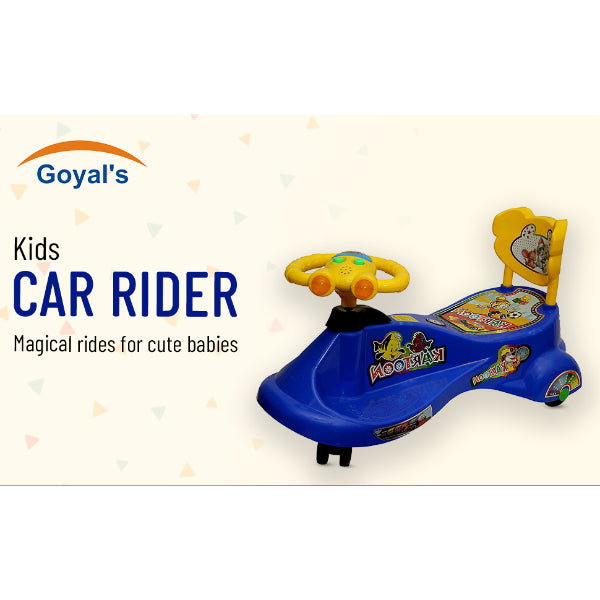 Goyal's  Kartoon Face Musical Free Wheel Swing and Twist Magic Car With Back Support