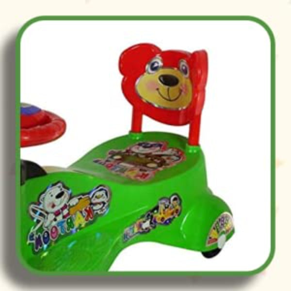 Goyal's  Kartoon Face Musical Free Wheel Swing and Twist Magic Car With Back Support