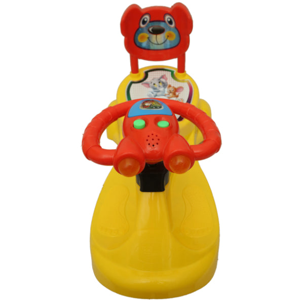 Goyal's  Kartoon Face Musical Free Wheel Swing and Twist Magic Car With Back Support