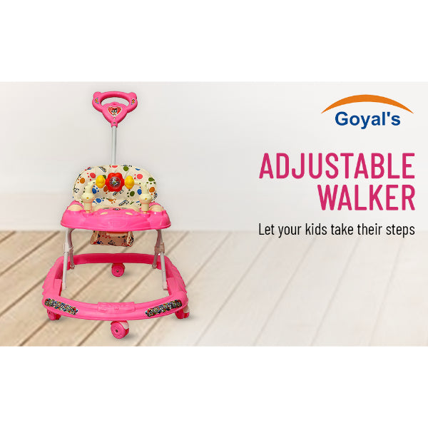 Goyal's Cartoon Baby Adjustable Walker - Music & Rattles