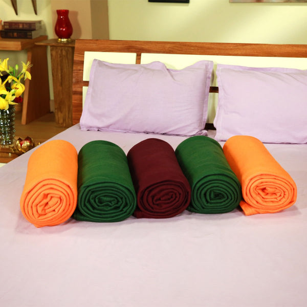 Goyal's Plain Fleece Single / Double Bed All Season Blanket / Comforter / Dohar 250TC - Pack Of 5