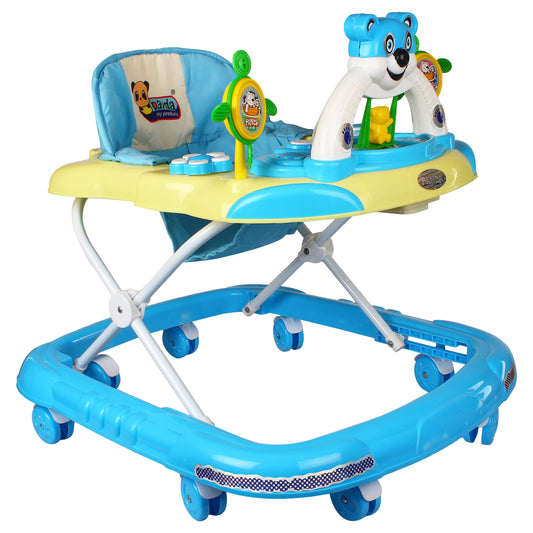 Goyal's Baby Musical Walker - Foldable & Height Adjustable - Blue (Made in India)