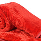 Goyal's Polyester Embossed Floral Printed 500TC Double Bed Mink Blanket 87 X 85 Inch - Red, reversible