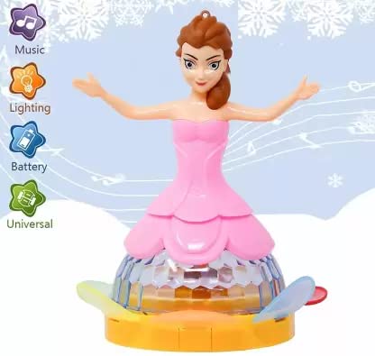 Goyal's Princess Dancing Angel Girl Doll Musical 360 Degree Rotating Princess Girl Flashing Lights with Music Sound Toy for Kids