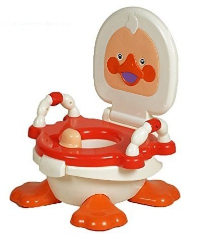 Goyal's Baby Duck Potty Training Seat with Removable Bowl and Closable Cover with Handle - Red