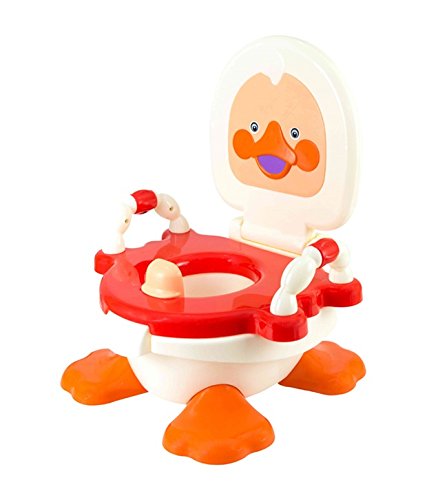 Goyal's Baby Duck Potty Training Seat with Removable Bowl and Closable Cover with Handle - Red