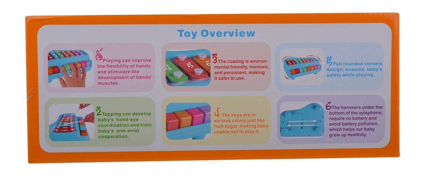 Goyal's Musical Big Size Multi Keys Xylophone and Piano, Non Toxic, Non-Battery for Kids & Toddlers, Plastic (8 Keys Red)