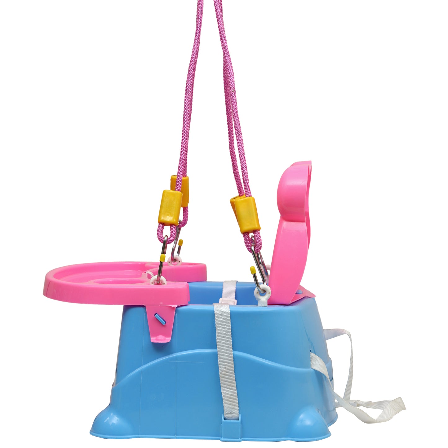 Goyal's 6-in-1 Multipurpose Booster Seat Swing Kids Feeding High Chair with Long Hook Ropes - Pink & Blue