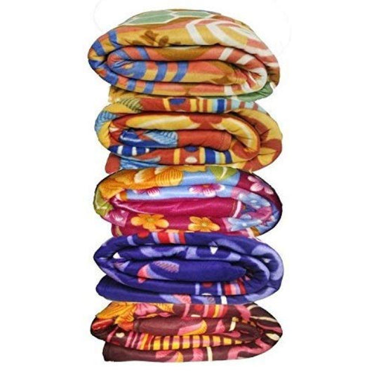 Goyal's Printed Fleece Single Bed All Season Blanket / Comforter / Dohar 250TC - Pack of 5 (58x88 Inch, Assorted)