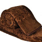 Goyal's Polyester Embossed Floral Printed 500TC Double Bed Mink Blanket 87 X 85 Inch Set of 2 - Brown