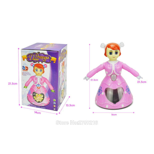 Goyal's Princess Dora Dancing Doll 360° Rotating with Music and 3D Flashing Lights (Pink)