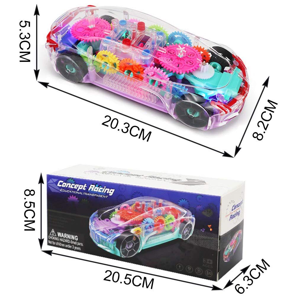 Goyal's Transparent Multicolor Gear Toys, 3D Concept Toys - 360° Rotating Vehicle, Moving Gear Simulation Technology Plane Sound and Colorful Lights for Kids 1 Year & Above