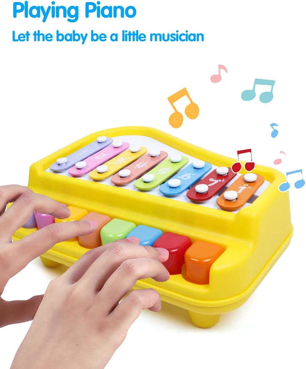 Goyal's Musical Big Size Multi Keys Xylophone and Piano, Non Toxic, Non-Battery for Kids & Toddlers, Plastic (8 Keys Yellow)